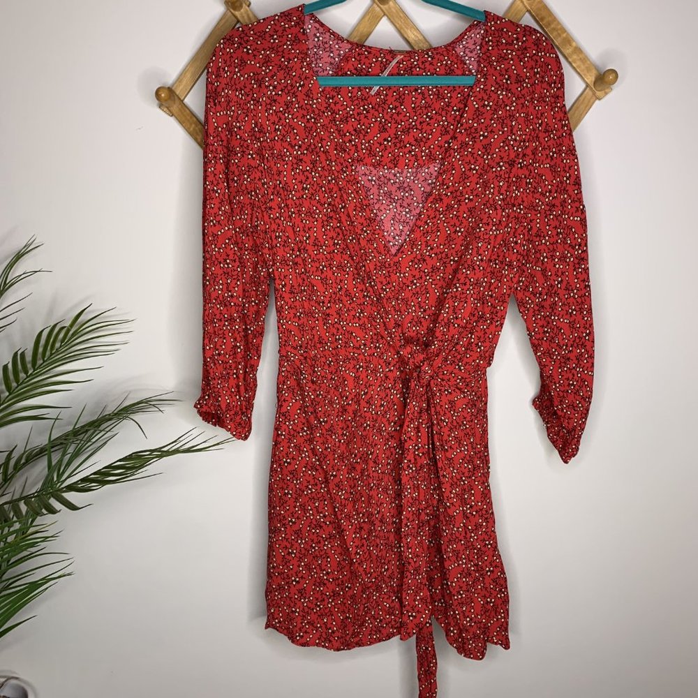 Free People Clara Floral Tunic Dress Red Small - Picture 6 of 16